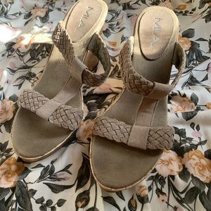 NWOT Mia Wedge Sandals with Braided Suede Straps